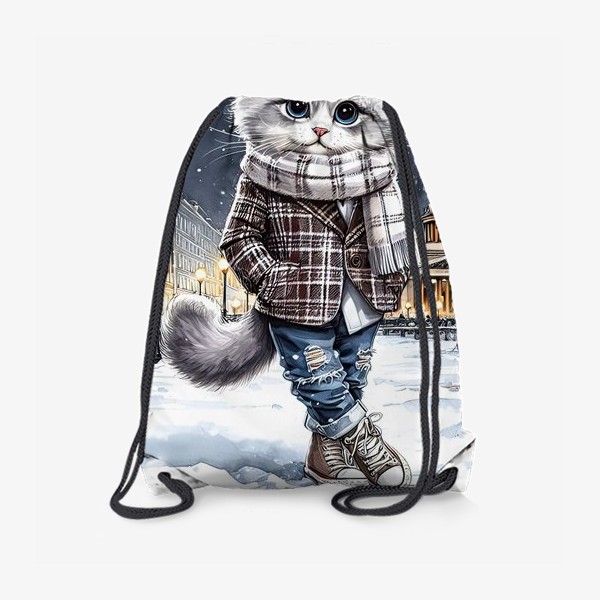 Рюкзак «Котик хипстер в зимнем Питере»