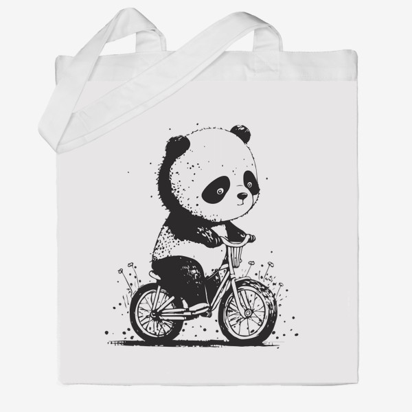 Сумка хб «Панда на велосипеде»