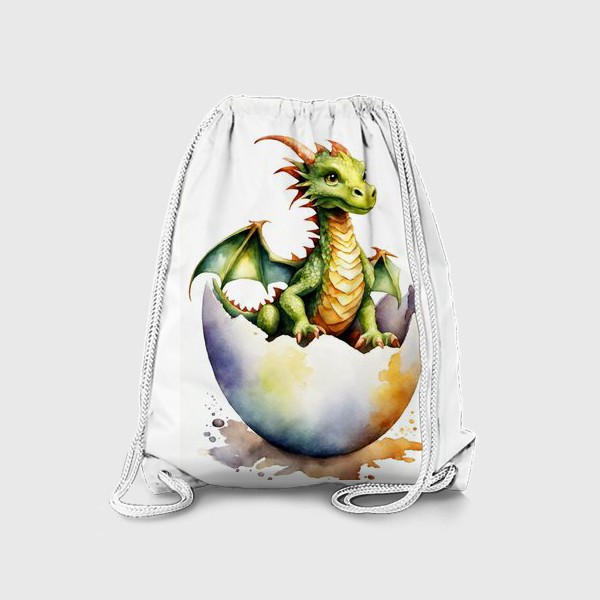 Рюкзак «Новорожденный зеленый дракон вылезает из яйца, 2024 новый год»