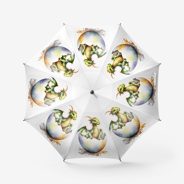 Зонт «Новорожденный зеленый дракон вылезает из яйца, 2024 новый год»
