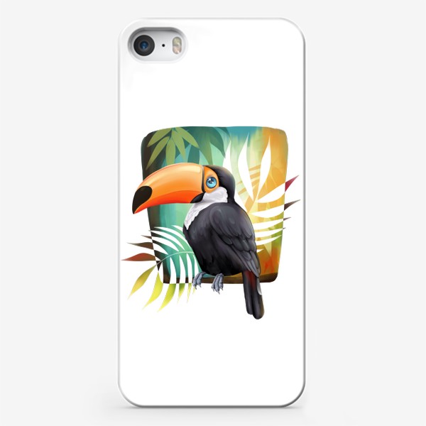 Чехол iPhone «Тукан. Тропическая летняя иллюстрация»