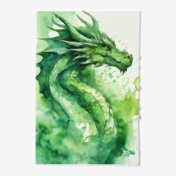 Полотенце &laquo;Зеленый акварельный дракон, 2024 год&raquo;