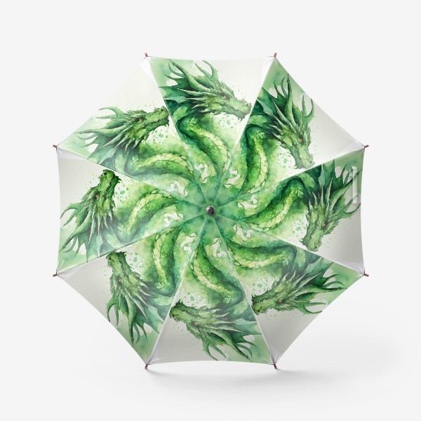 Зонт «Зеленый акварельный дракон, 2024 год»