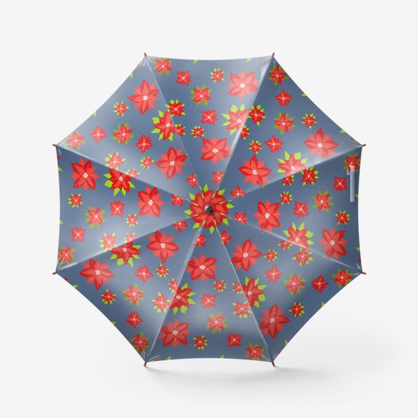Зонт «Пуансетия красная новогодний паттерн»