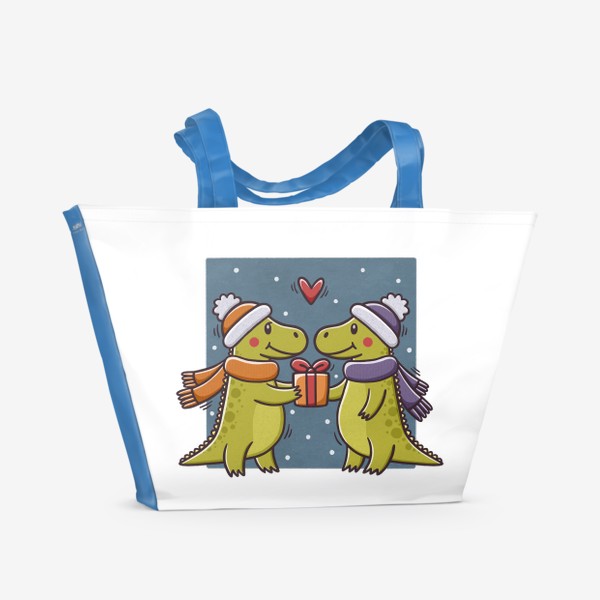 Пляжная сумка «Милые драконы дарят подарки. Новый год. Любовь»