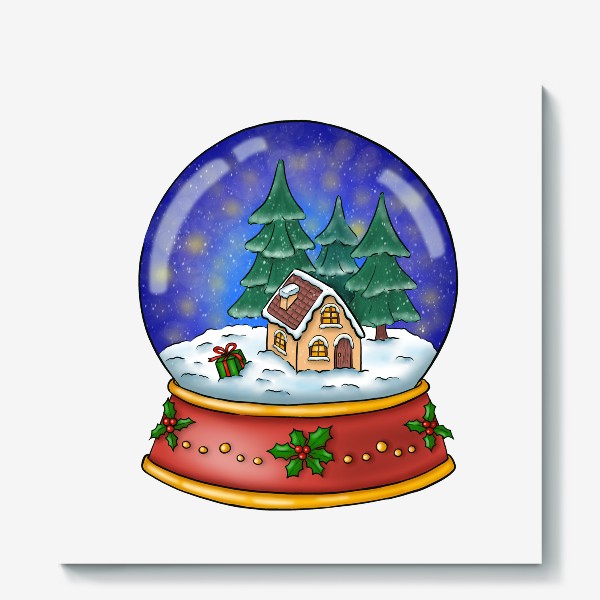 Холст «Снежный шар. Новогодняя игрушка. Рождество»
