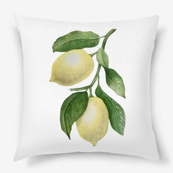 Подушка «Сочные лимоны. Акварель»