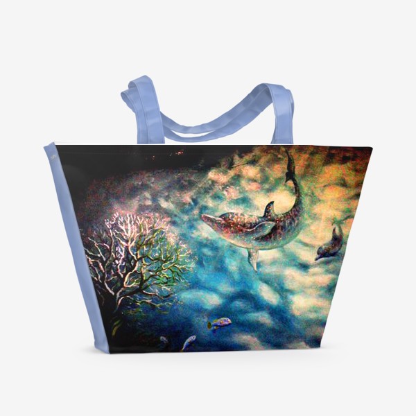 Пляжная сумка «Подводный мир,дельфин»