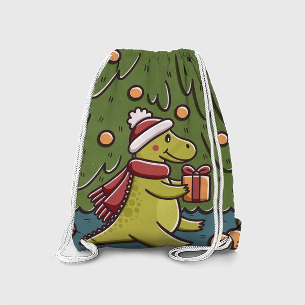 Рюкзак «Милый дракон с подарком под елкой. Мандарины. Новый год»