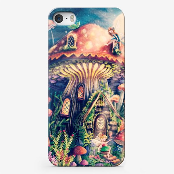 Чехол iPhone «Волшебные грибы, фэнтези домик в грибочке с феями, фантастический авторский детский принт»