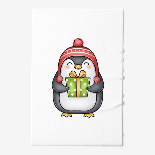 Полотенце «Пингвин с подарком»