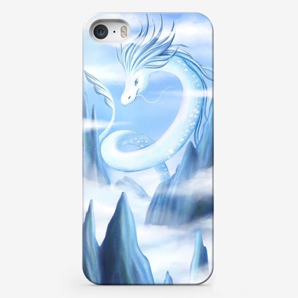Чехол iPhone «Дракон. Год дракона. Воздушный дракон. Голубой дракон.»