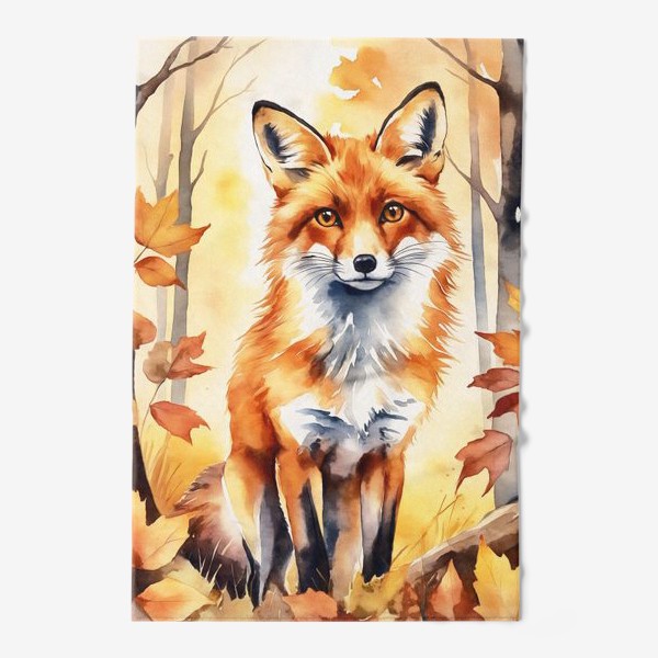 Полотенце «Портрет лисы с осенними листьями»