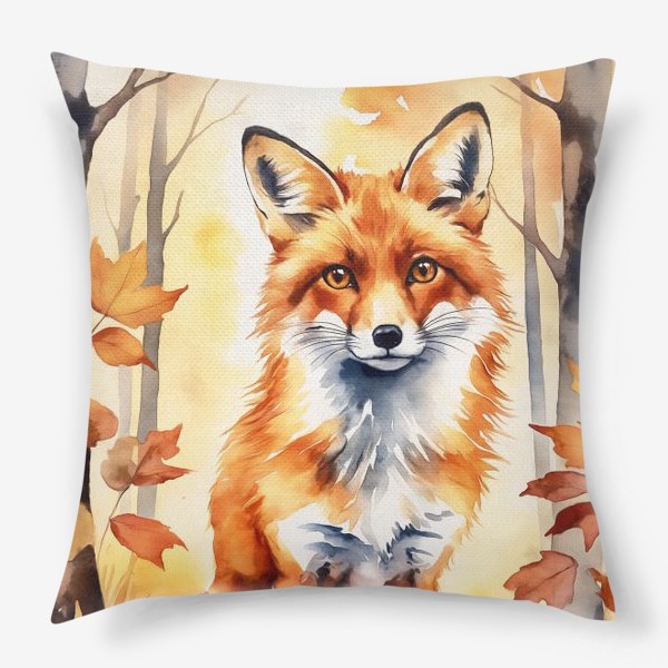Подушка «Портрет лисы с осенними листьями»