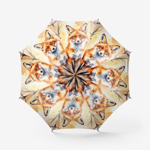 Зонт «Портрет лисы с осенними листьями»