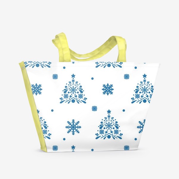 Пляжная сумка «Силуэты ёлок из снежинок Елки и снежинки»