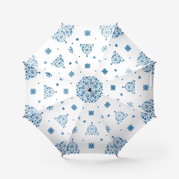 Зонт «Силуэты ёлок из снежинок Елки и снежинки»