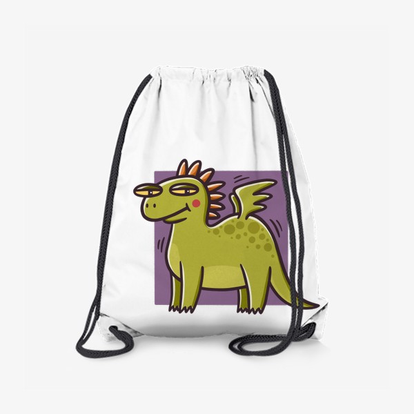 Рюкзак «Забавный зеленый дракон на сиреневом фоне. Новый год 2024»