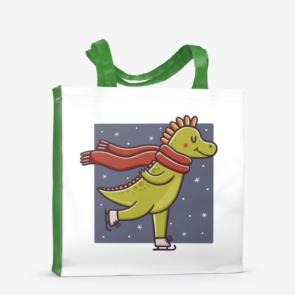 Сумка-шоппер «Милый дракон на коньках. Фигурное катание. Новый год»
