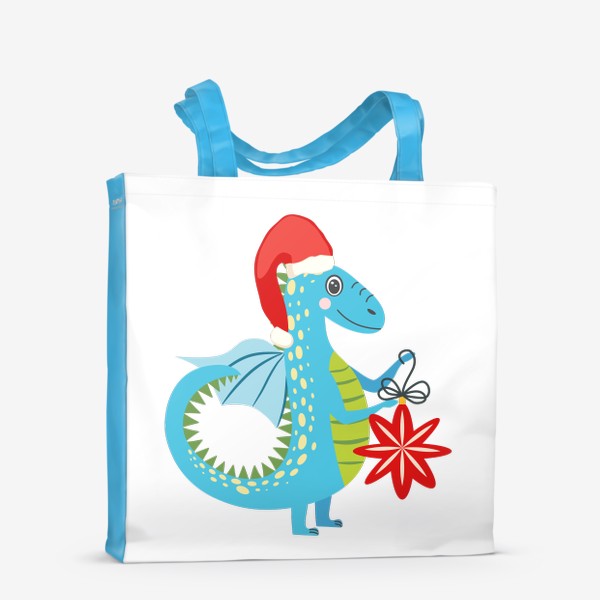 Сумка-шоппер «Голубой дракон с новогодней игрушкой, год дракона 2024»