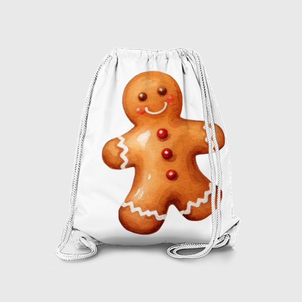 Рюкзак «Имбирный человечек. Новогоднее печенье. Акварель»