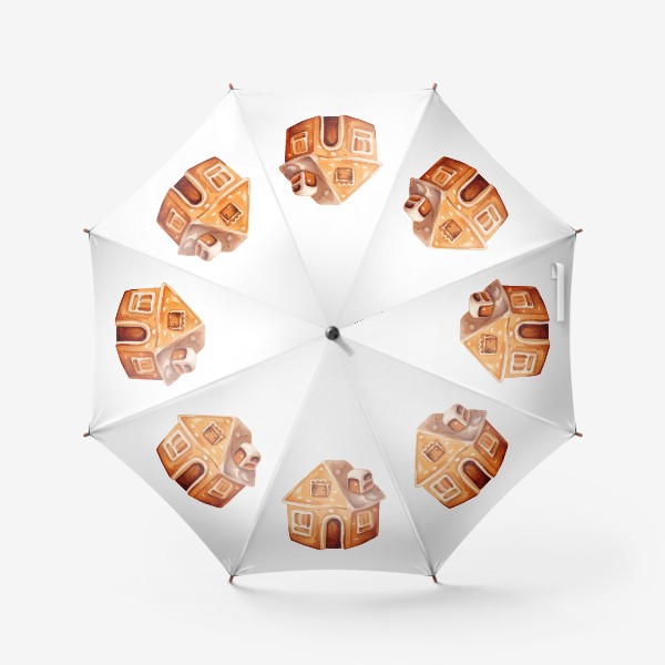 Зонт «Имбирный домик. Новогоднее печенье. Акварель»