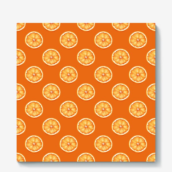 Холст «Акварельный апельсиновый узор на оранжевом»