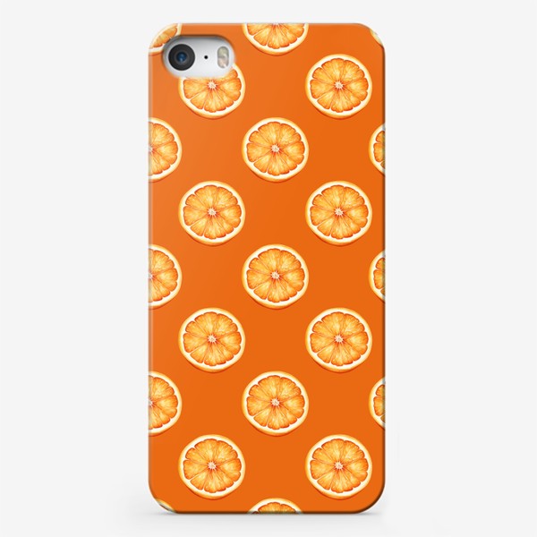 Чехол iPhone «Акварельный апельсиновый узор на оранжевом»
