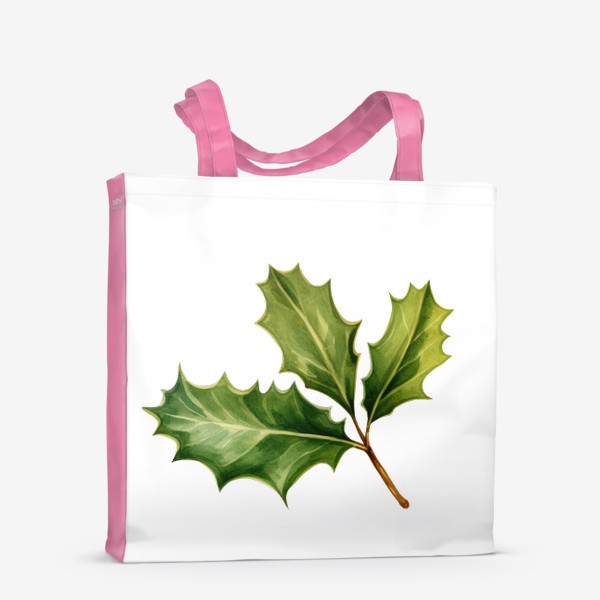 Сумка-шоппер «Зеленые листья остролиста. Акварель»