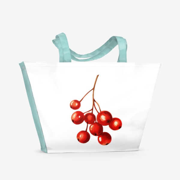 Пляжная сумка «Красная рябина. Акварель»