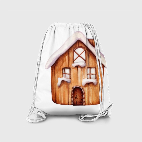 Рюкзак «Акварельный пряничный домик в снегу»
