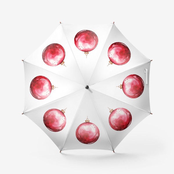 Зонт «Красный елочный шар. Акварель»