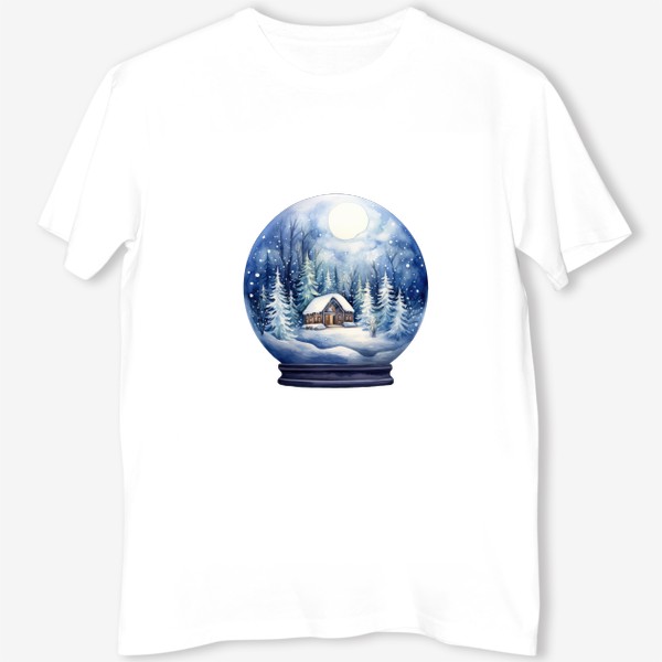 Футболка «Акварельный снежный шар со снегом»