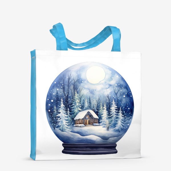 Сумка-шоппер «Акварельный снежный шар со снегом»