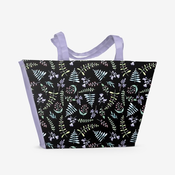 Пляжная сумка «Цветочный луг на черном фоне»
