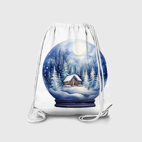 Рюкзак «Акварельный снежный шар со снегом»