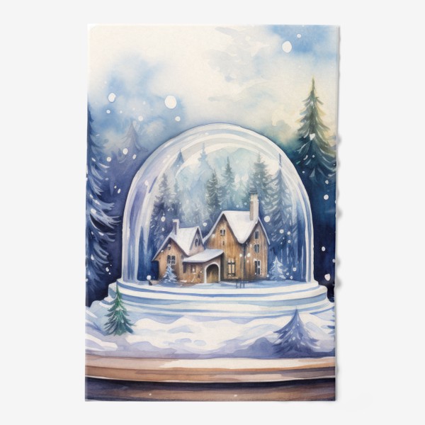Полотенце «Снежный шар и зимний акварельный лес»
