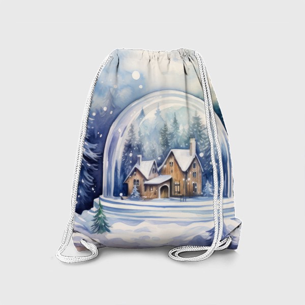 Рюкзак «Снежный шар и зимний акварельный лес»