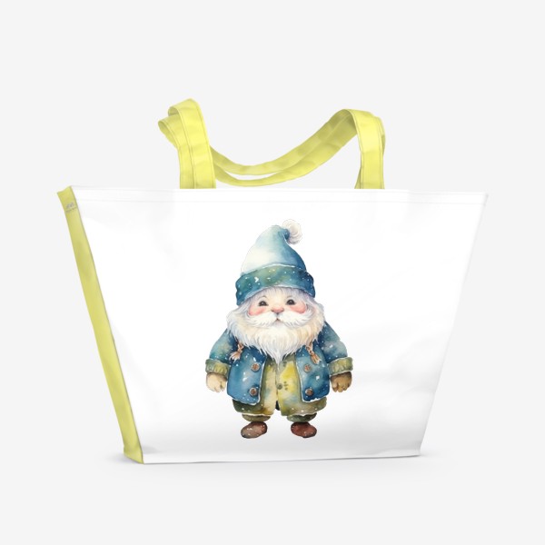 Пляжная сумка «Снежный гном. Акварель»