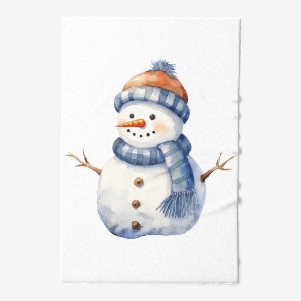 Полотенце «Акварельный снеговик в шапке»