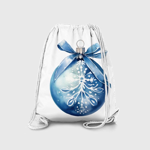 Рюкзак «Синий елочный шар с лентой. Акварель»