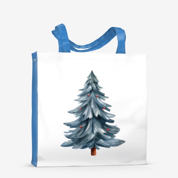 Сумка-шоппер «Акварельная голубая елка»