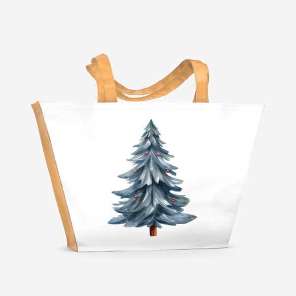 Пляжная сумка «Акварельная голубая елка»