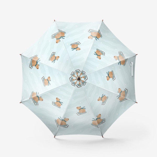 Зонт «Веселые капибары катаются на санях»