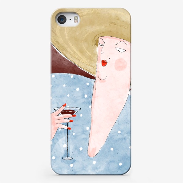 Чехол iPhone «Вино шляпа девушка»