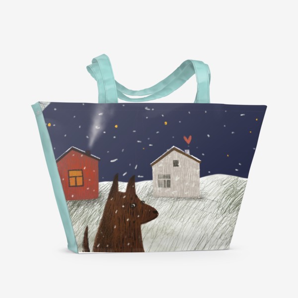 Пляжная сумка «Домики. Зима»