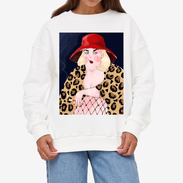 Свитшот «Девушка в леопардовом пальто»