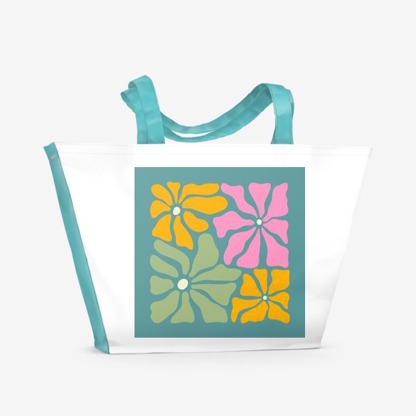 Пляжная сумка «Groovy цветы, модный принт»