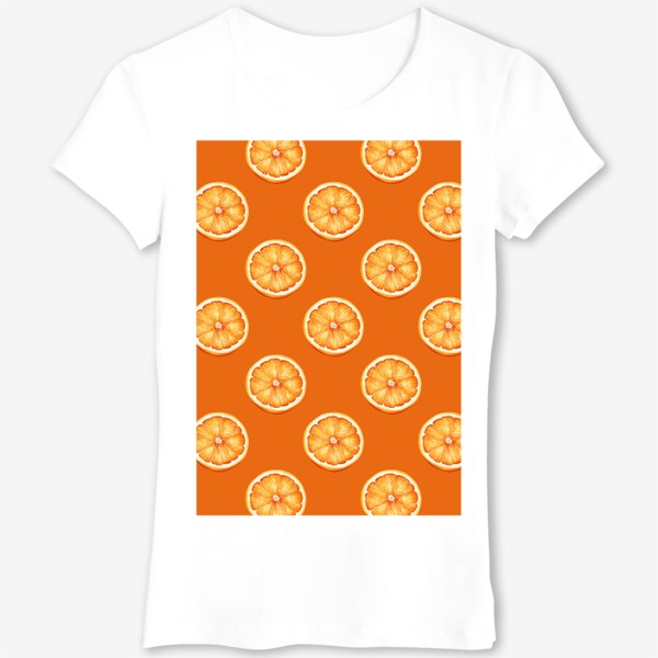 Футболка «Акварельный апельсиновый узор на оранжевом»