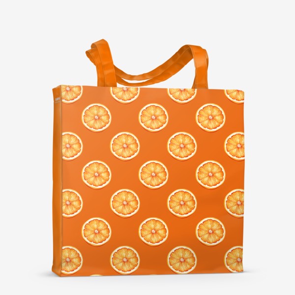 Сумка-шоппер «Акварельный апельсиновый узор на оранжевом»